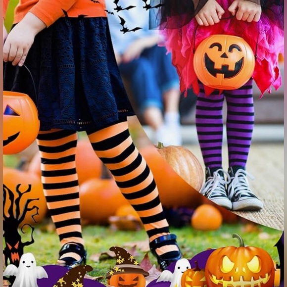 Purple and orange striped tights - Picture 4 of 8